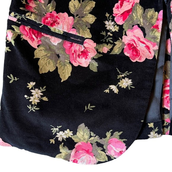 Lulu's Ark & Co Rhapsody in Bloom Floral Black Velvet Blazer Fitted Jacket Small - Picture 16 of 17